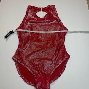 Girls Red Shimmer Shine Nylon Blend Gymnastics Dance Leotard Size 5